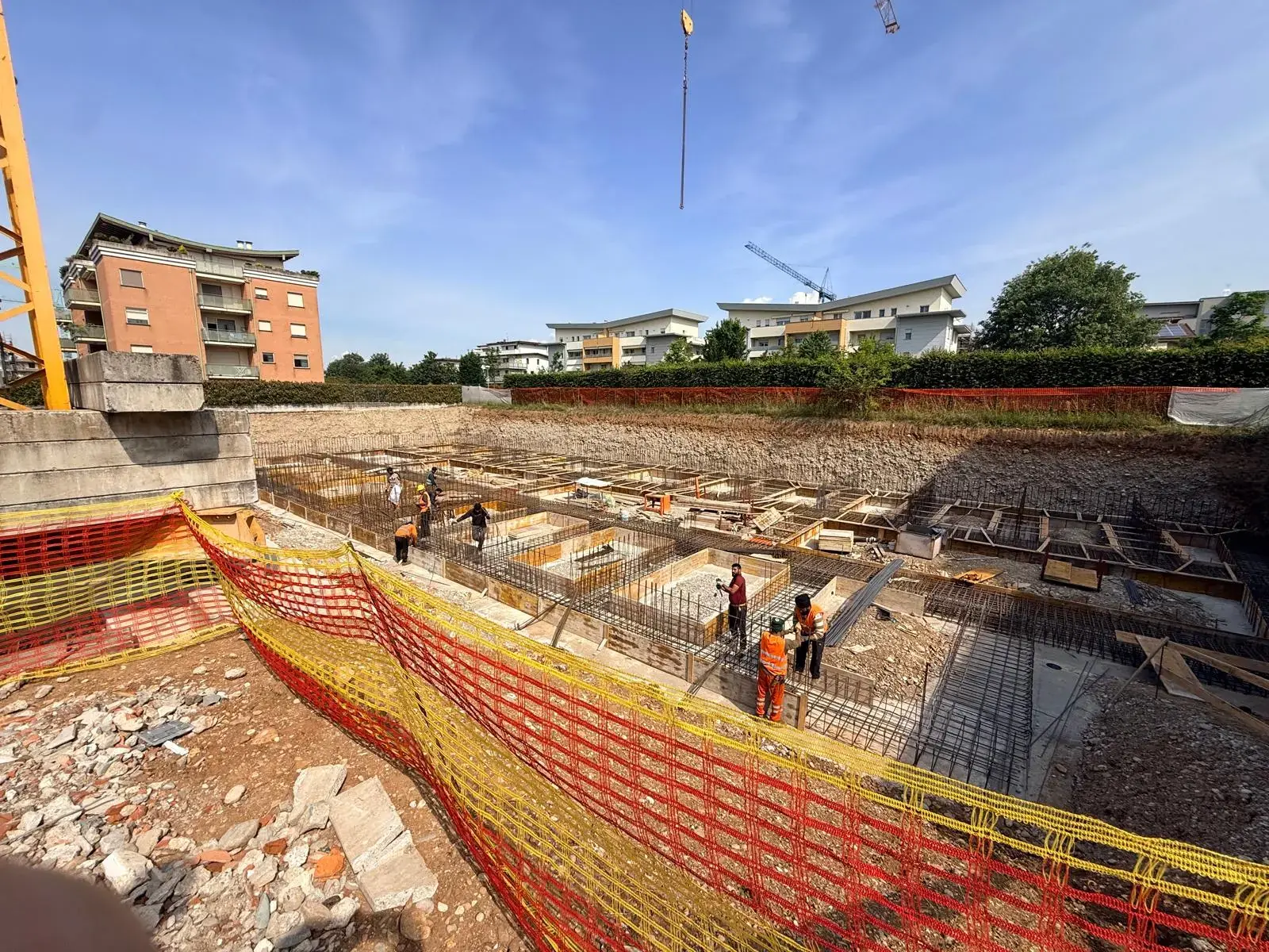 Ferri di armatura delle fondazioni nel cantiere di Park City